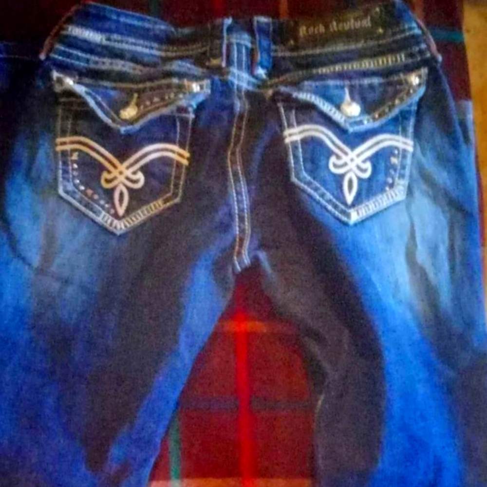 Ladies Rock Revival Boot Cut Blue Jeans